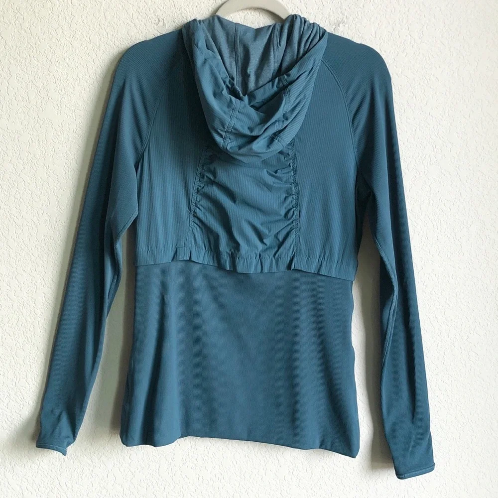 Lululemon Dance Studio Jacket Rib Sleeve Reversible Petrol Blue 10 Hoodie